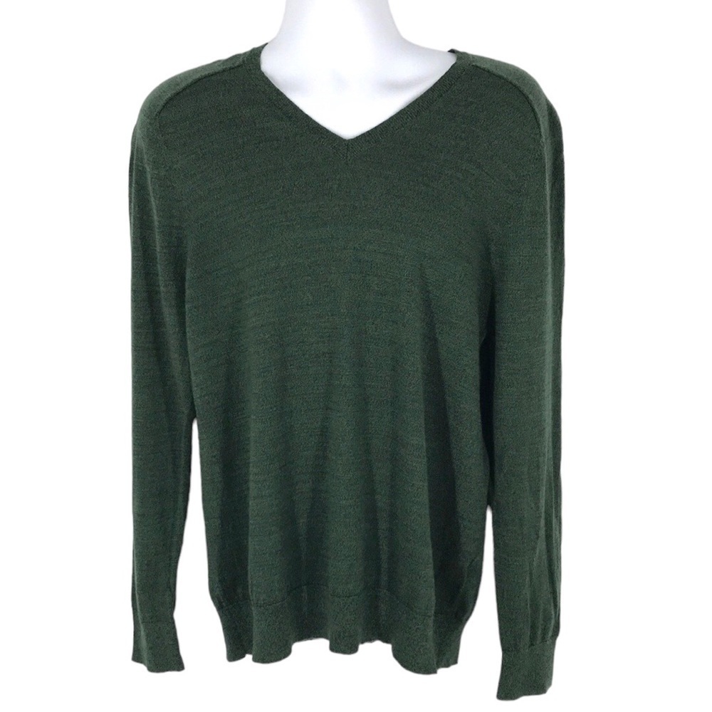 Banana Republic Men's V-Neck Merino Wool Dark green Sweater Size XL